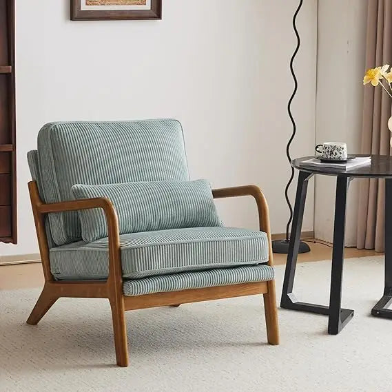 Mid Century Modern Accent Chair with Pillow Upholstered Lounge Armchair