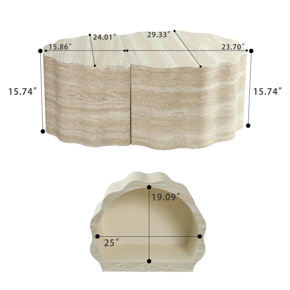 Modern Round Wooden Nesting Coffee Tables With Pet Bed