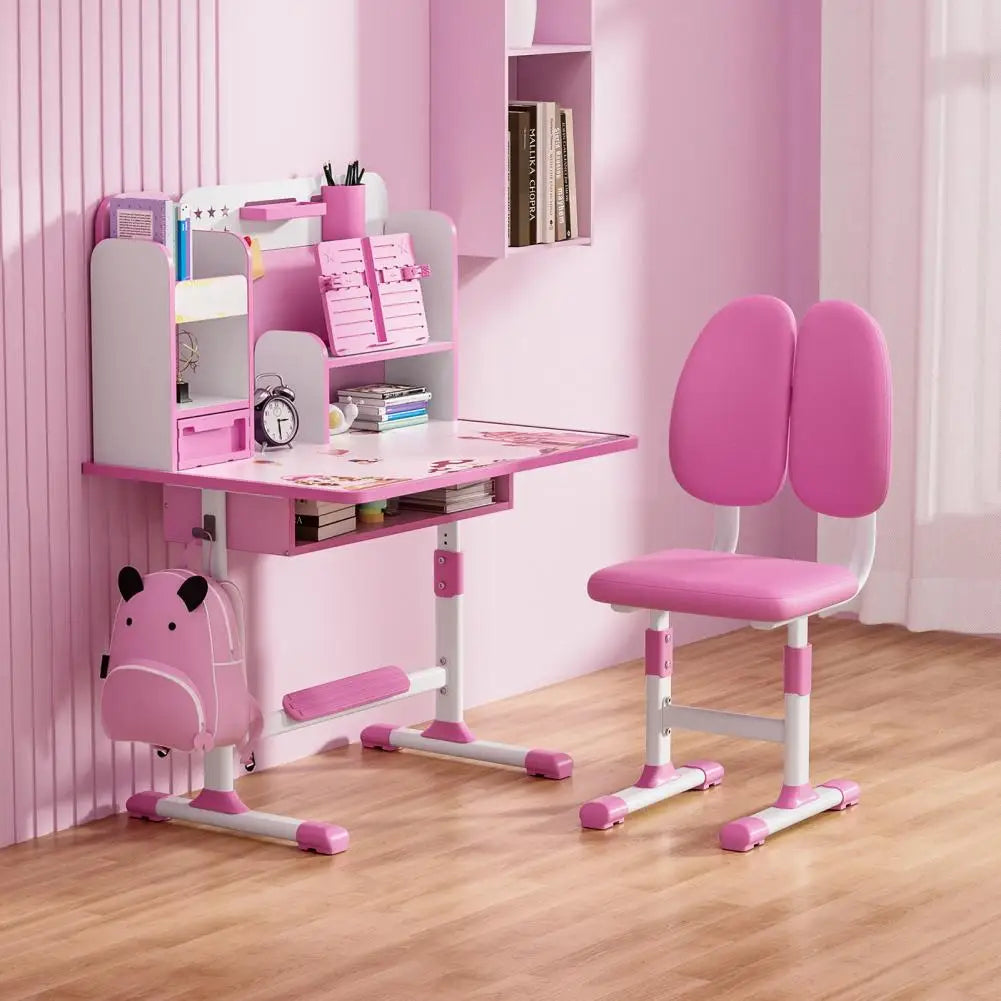 Height Adjustable Kids Study Desk Chair Set Ergonomic