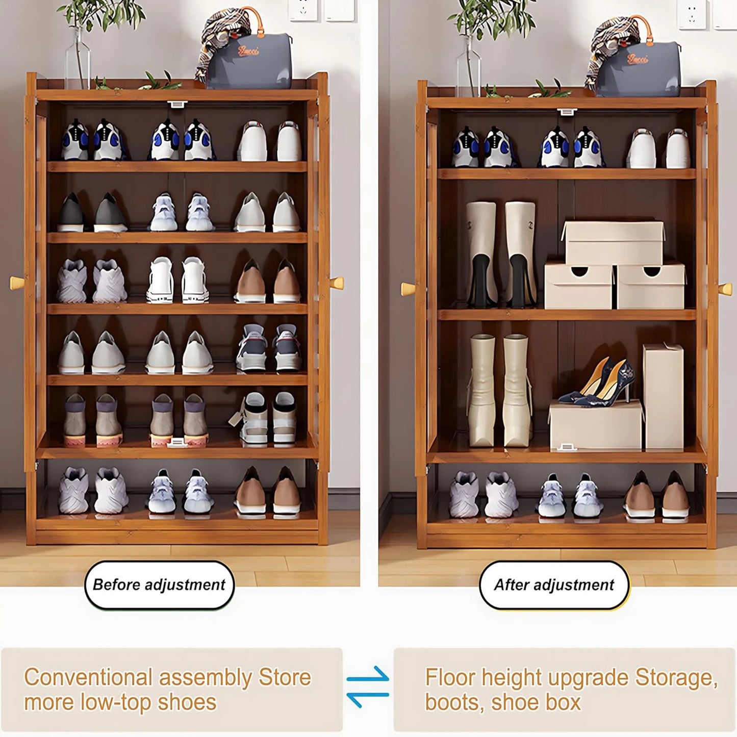 Bamboo Shoe Cabinet With Acrylic Door Shoe Rack Organizer