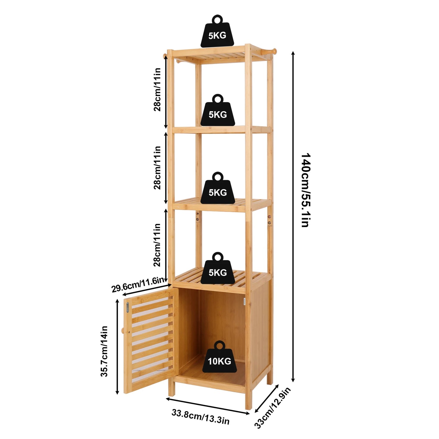 Bamboo Freestanding Bathroom Cabinet Storage Corner Rack