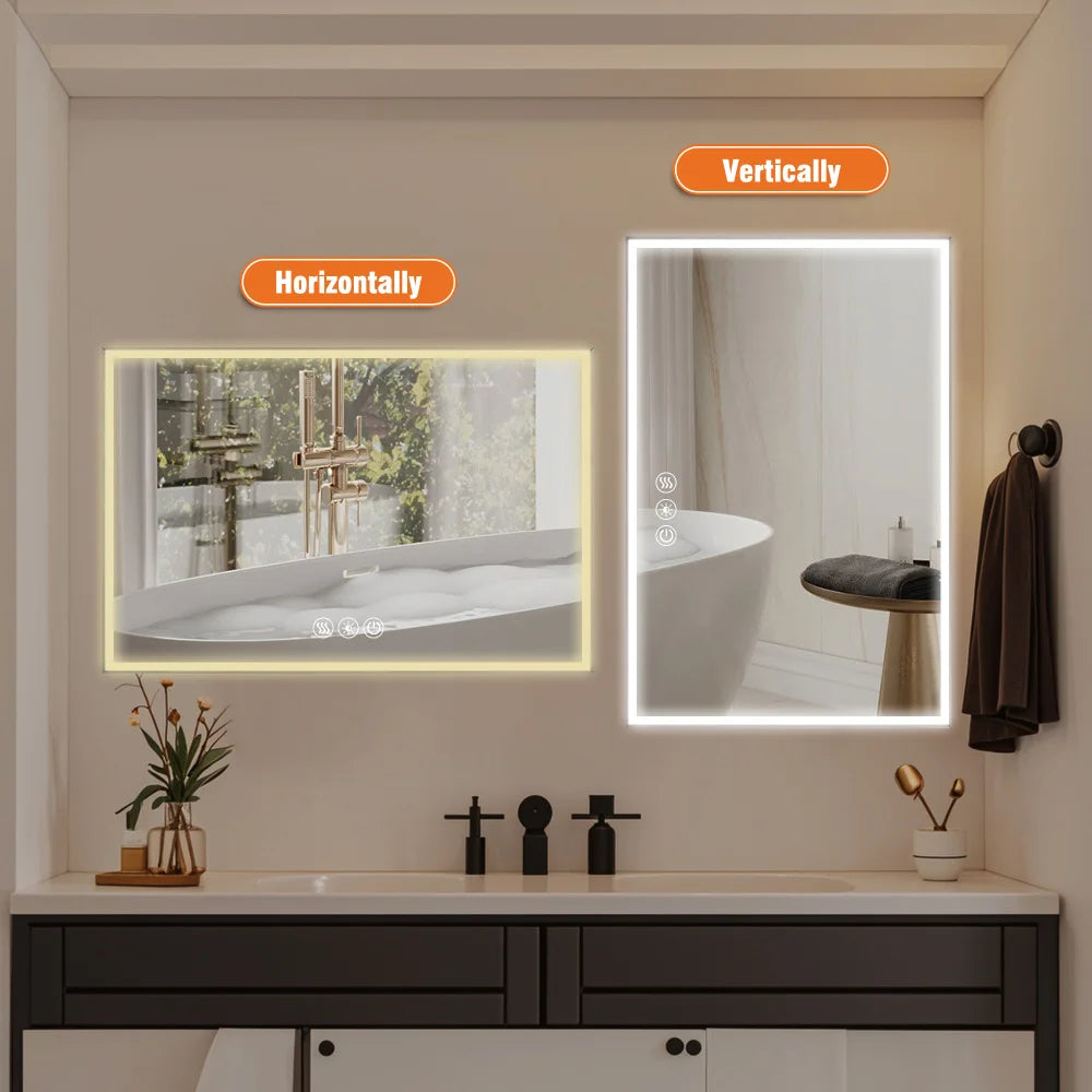 LED Framed Bathroom Vanity Mirror With Aluminium Beveled Edge