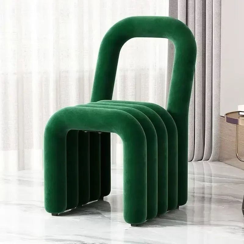 Plush Irregular Velvet Makeup Chair For Girls Bedroom