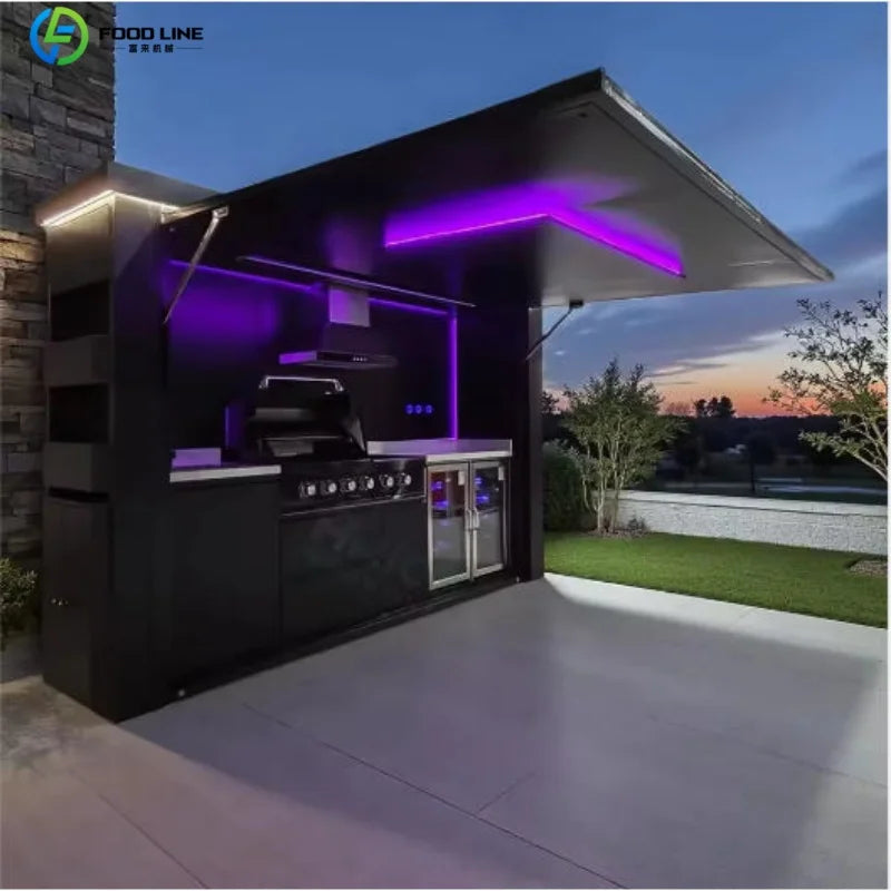 Outdoor Stainless Steel BBQ Pod With Sink And Fridge