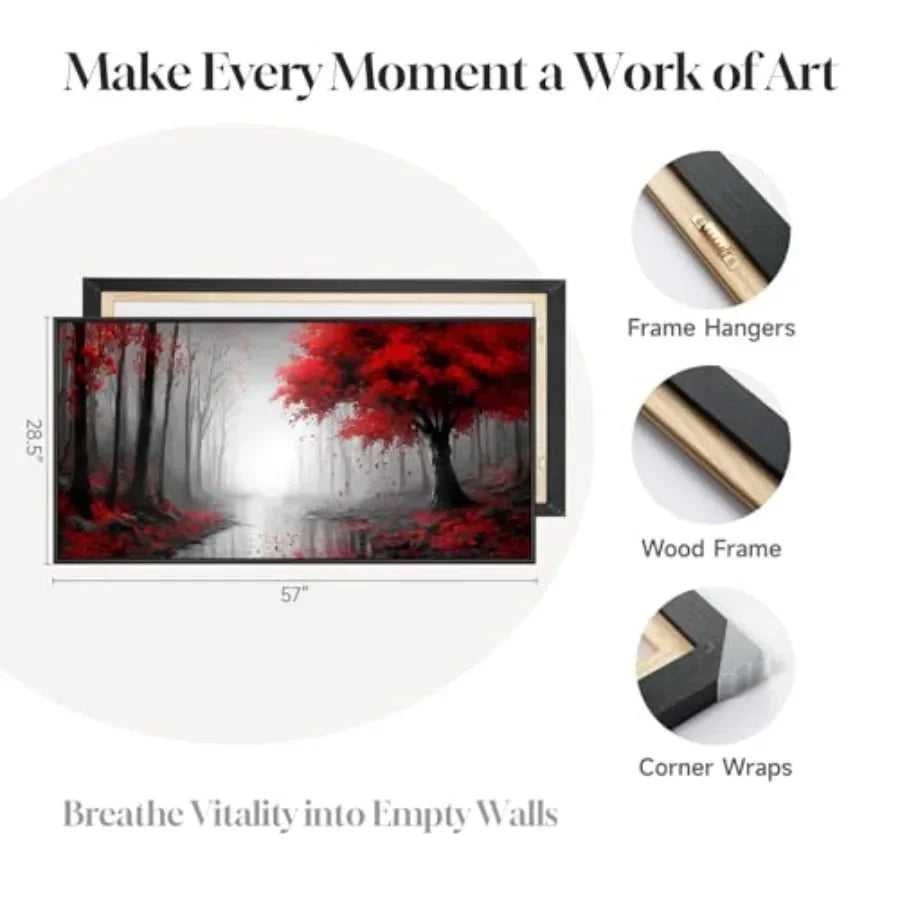 Framed Landscape Wall Art Canvas Forest Scene Living Room