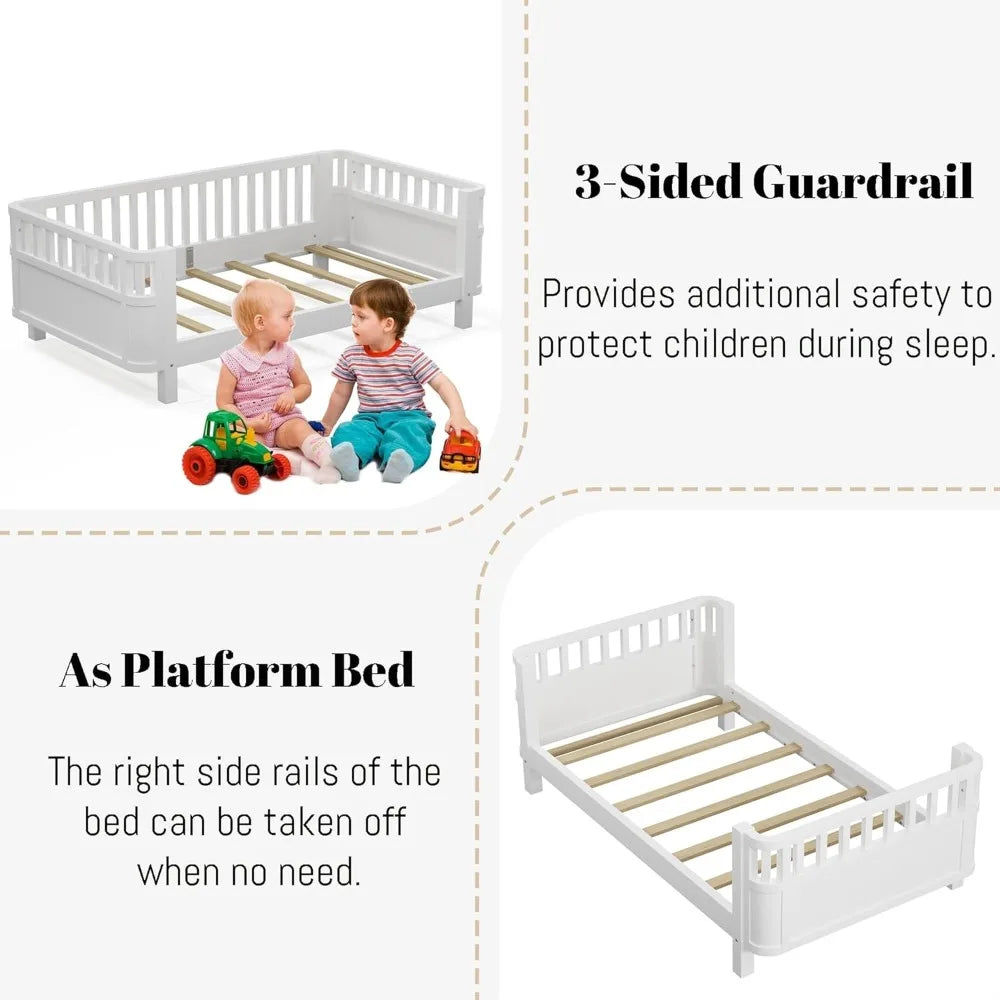 DAFIFY Montessori Wood Bed With Guardrails For Kids