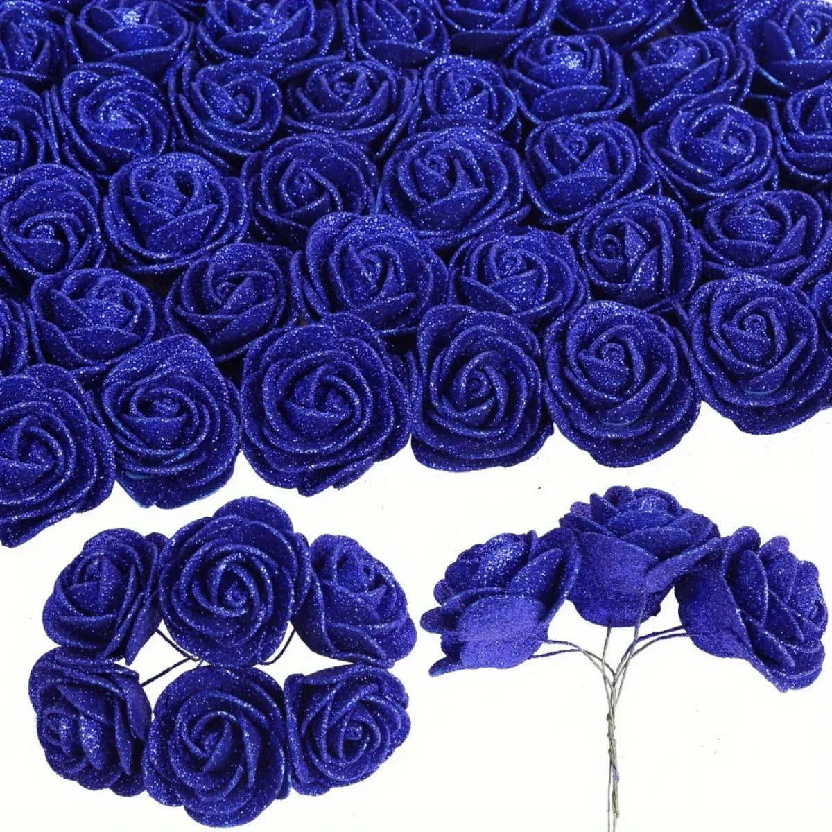 Artificial Rose Flowers Glitter Foam Roses With Stems Wedding