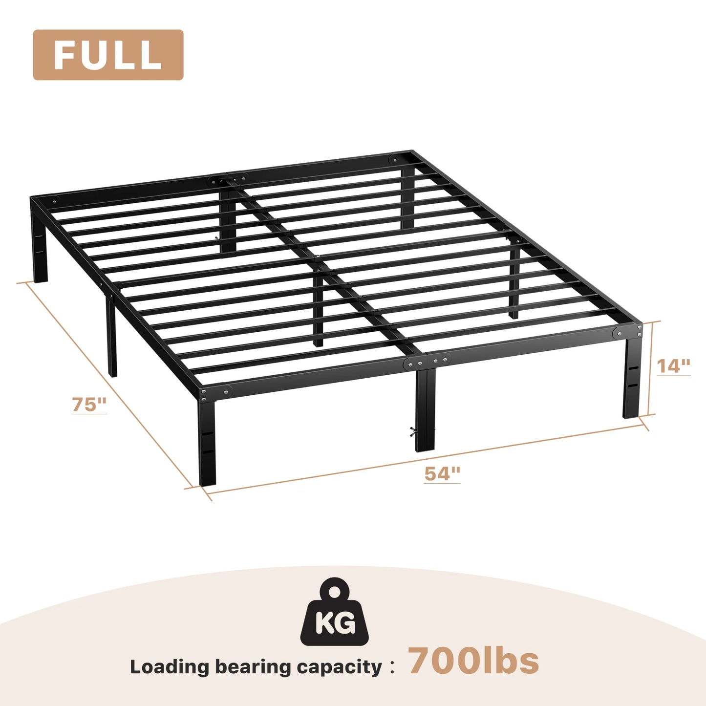 JHK Basic Metal Platform Bed Frame With Storage Space