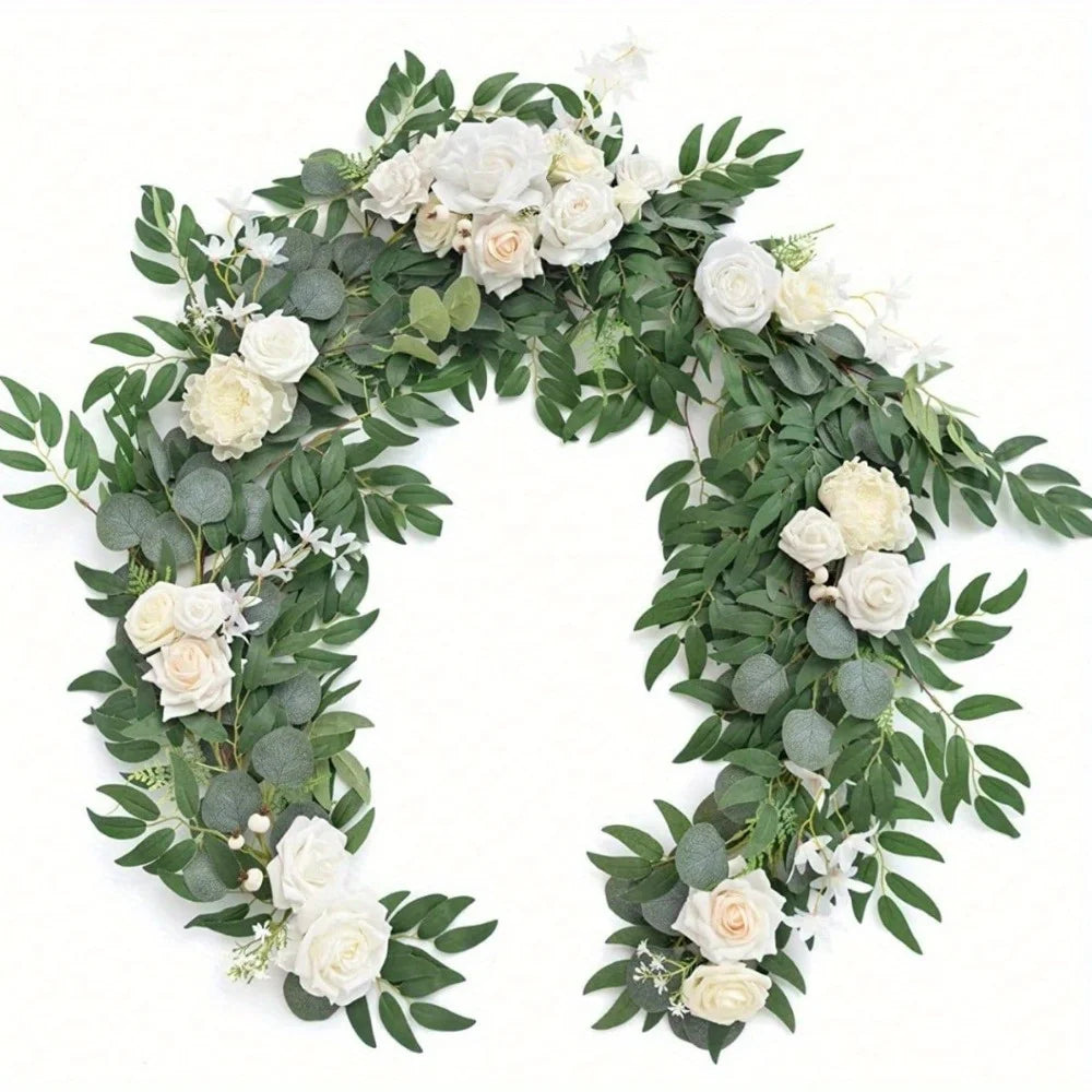 NONECN Eucalyptus Willow Leaf Garland For Wedding Arch Backdrop