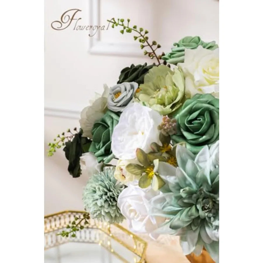 Artificial Silk Flowers Dahlias And Roses Bouquet Mix
