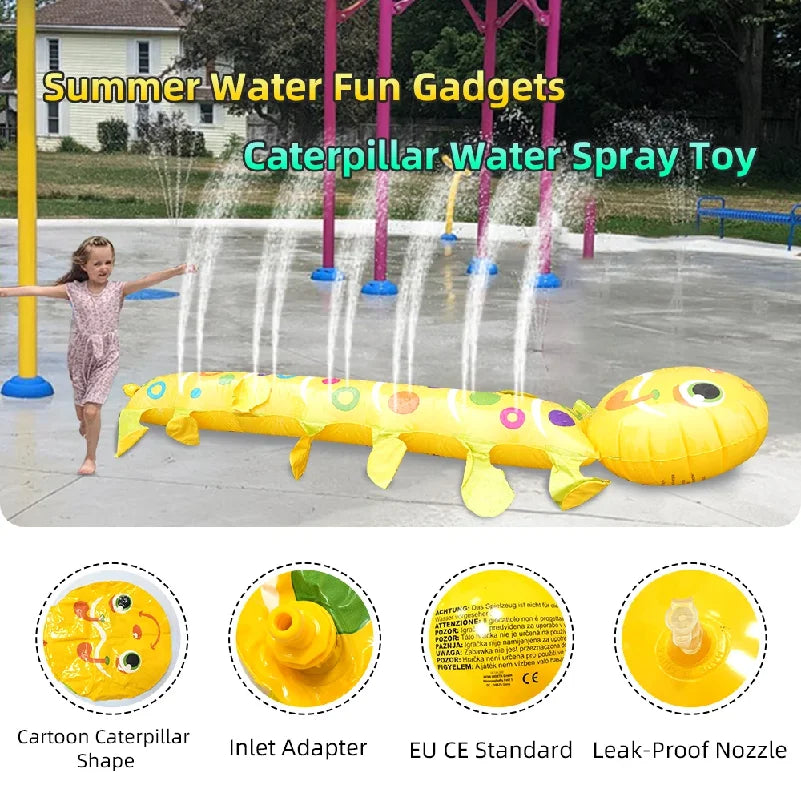 Caterpillar Sprinkler Pad Splash Play Mat For Kids Backyard