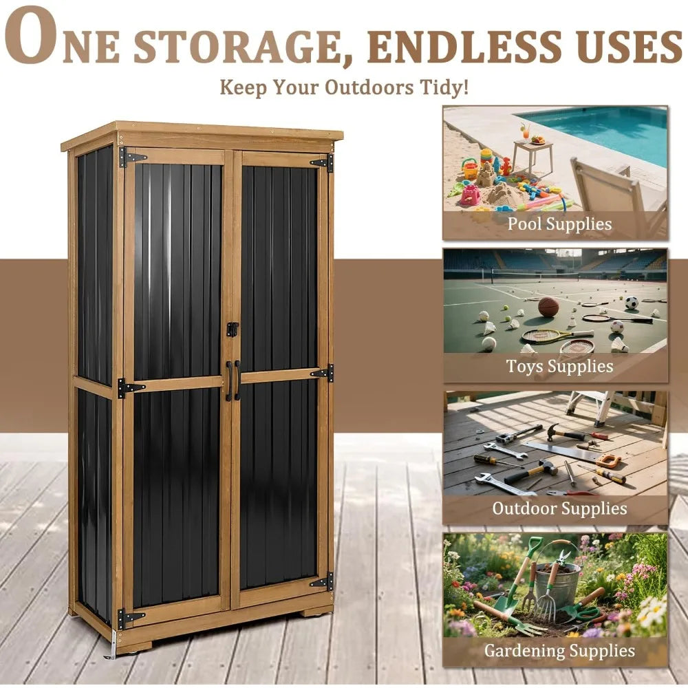 Outdoor Storage Cabinet Weatherproof With Shelves