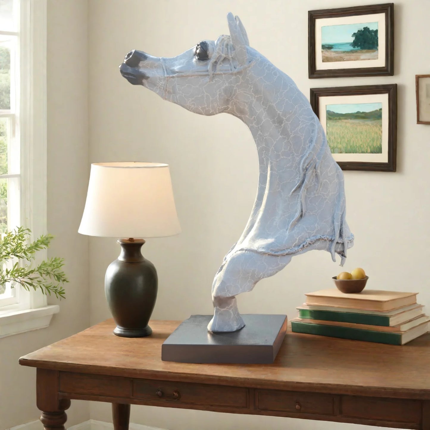 Youfine Handmade Bronze Sculpture Arabian Horse Head Equestrian Art Decor