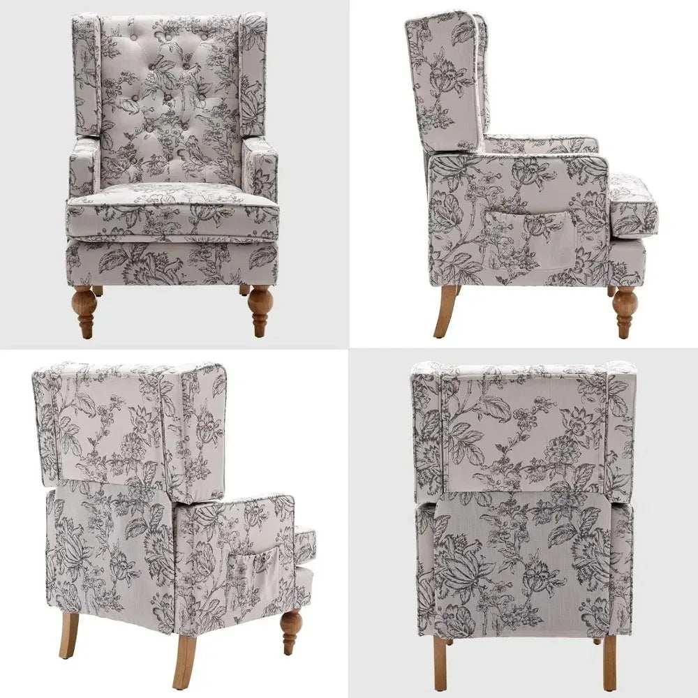 Modern Tufted Accent Chair With Wood Legs Living Room
