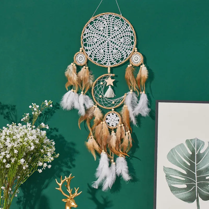Handcrafted Dream Catcher Moon Sun Bohemian Textile Wall Decor