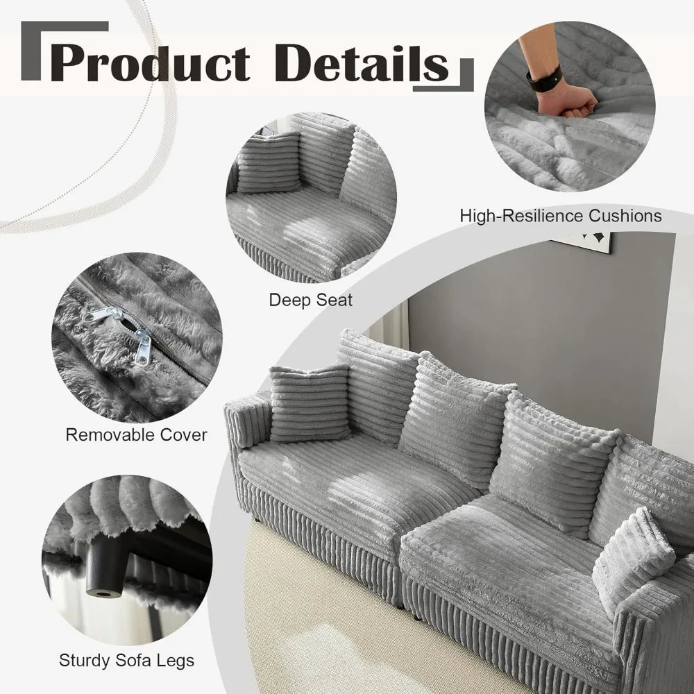 104.3 Inch Cloud Couch Modular Sectional Sofa with Plush Pillows and Memory Foam