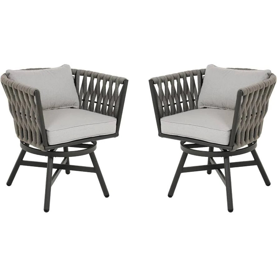 Grand Patio Swivel Rope Wicker Chairs Set Of 2 Outdoor