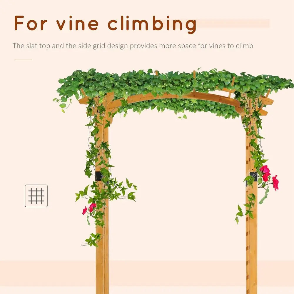 Wood Garden Arbor with Trellis Arch for Climbing Plants