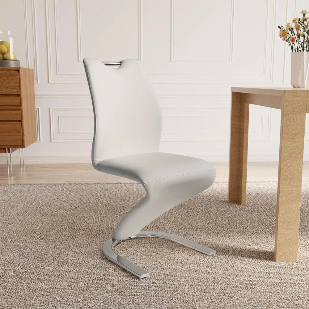Modern Armless Dining Chairs Set of 2 Upholstered In PU Leather For Kitchen