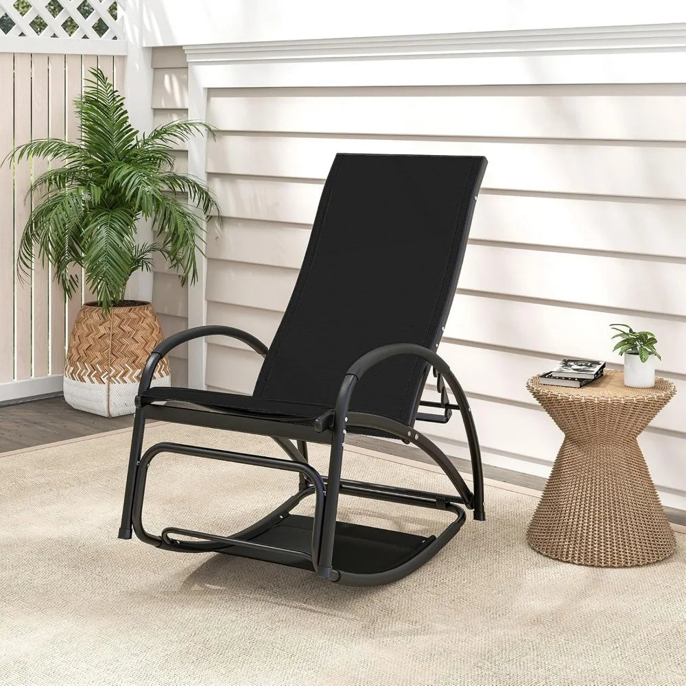 MKDK Convertible Outdoor Rocking Lounge Chair With Armrests