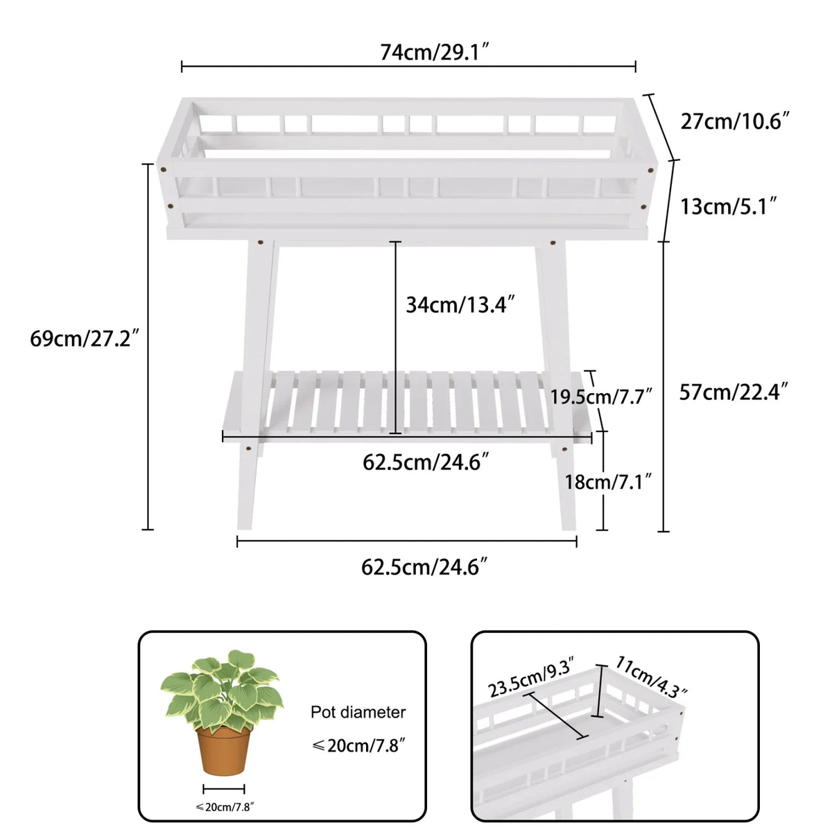 Two Tier Bamboo Plant Stand Shelf Flower Pot Holder