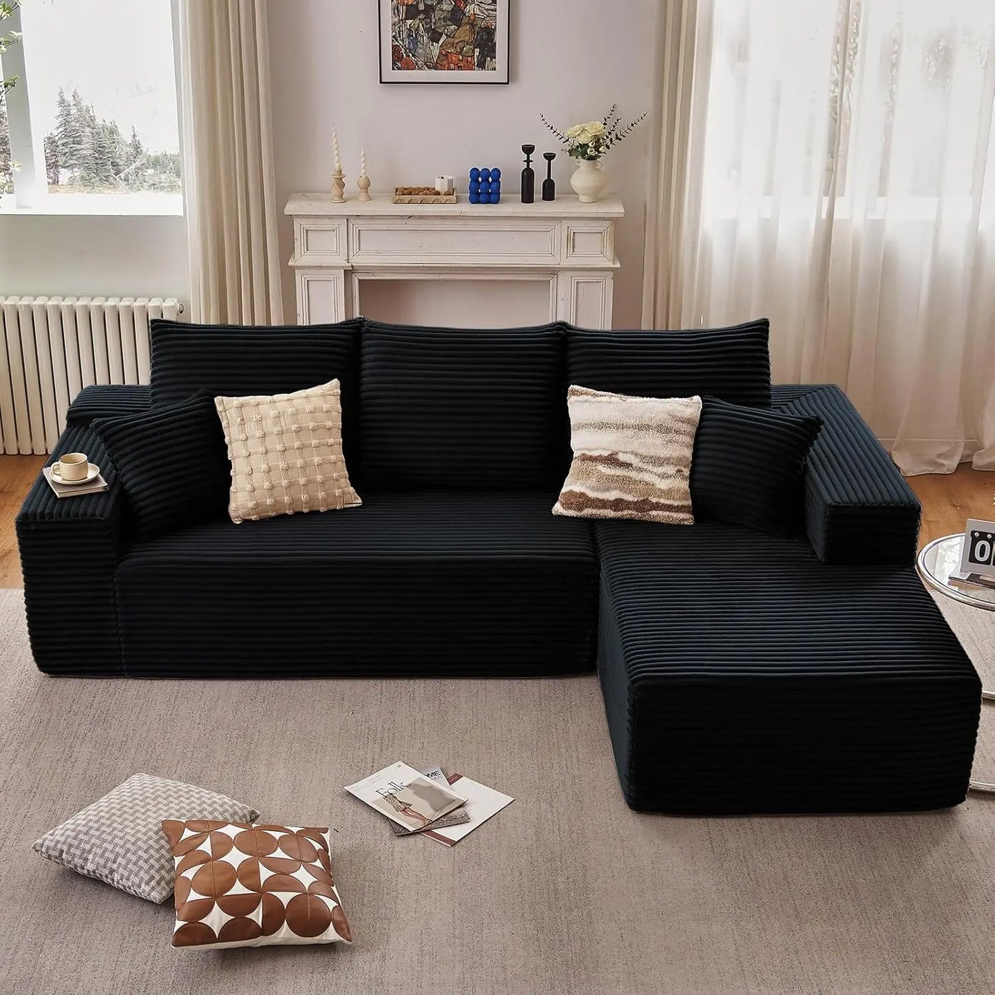 L Shaped Cloud Couch With Chaise Lounge Modular Sectional