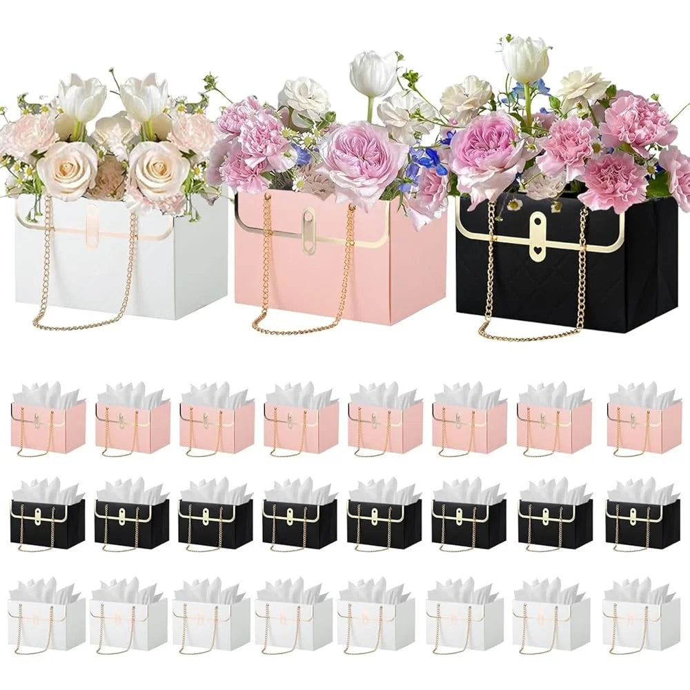 Fujian Paper Flower Gift Boxes With Metal Chain