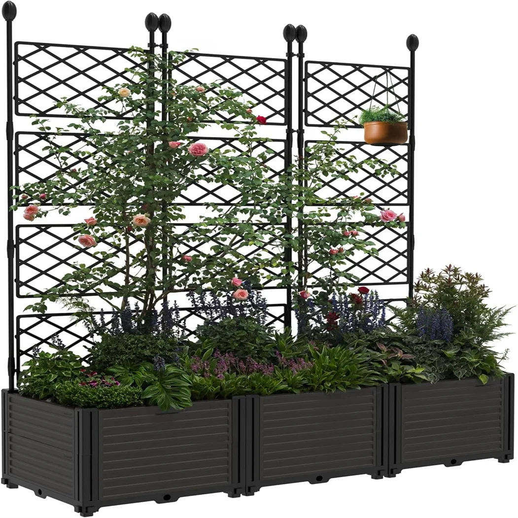 HiMISS Plastic Plant Box with Metal Trellis