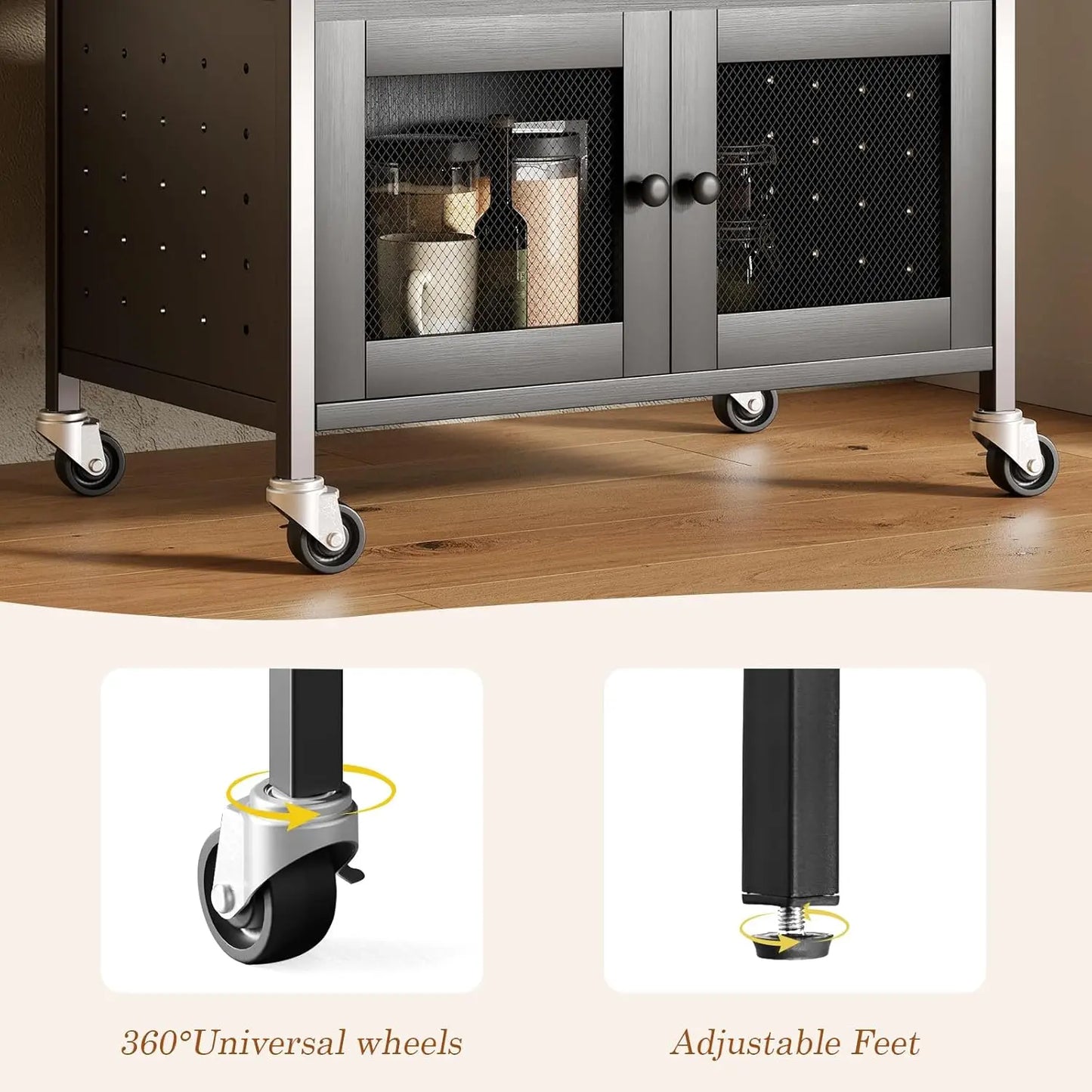 MOYU Coffee Cart Station With Rolling Storage Drawer