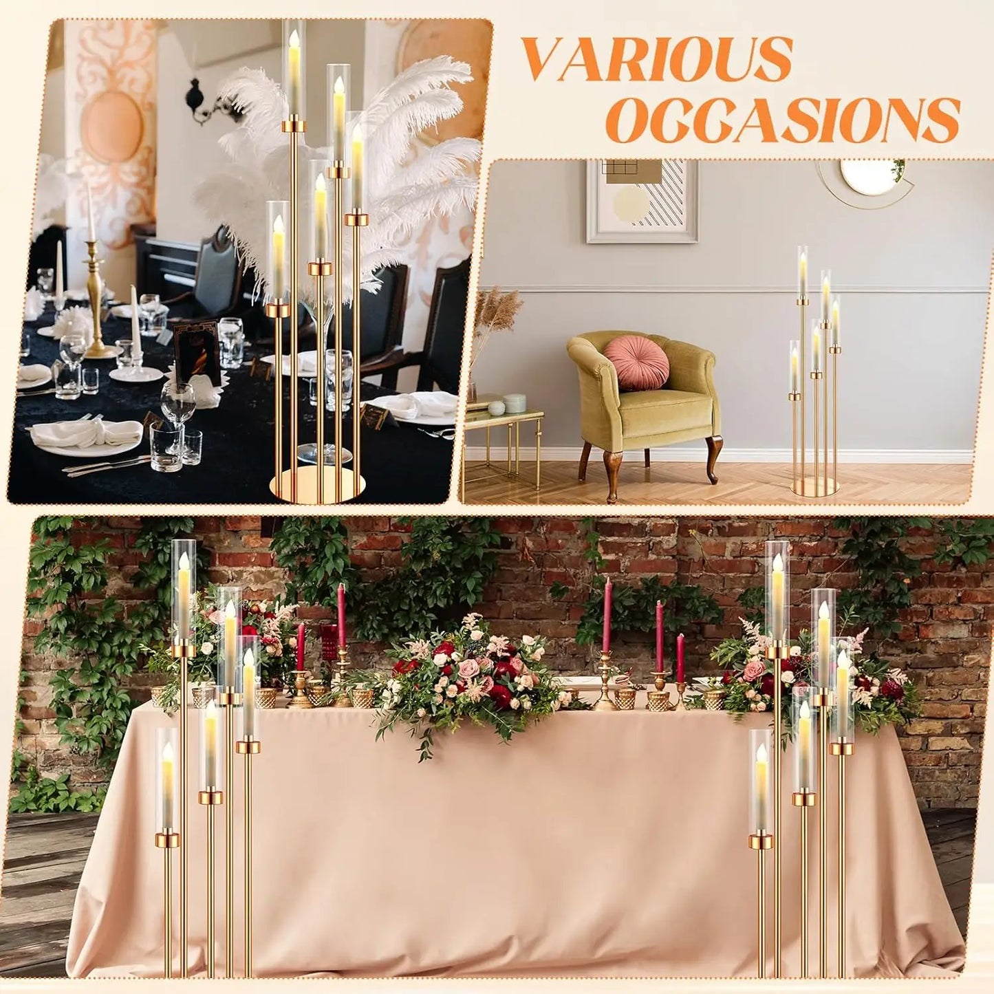 Four Piece Floor Candelabra Centerpieces For Wedding Tables