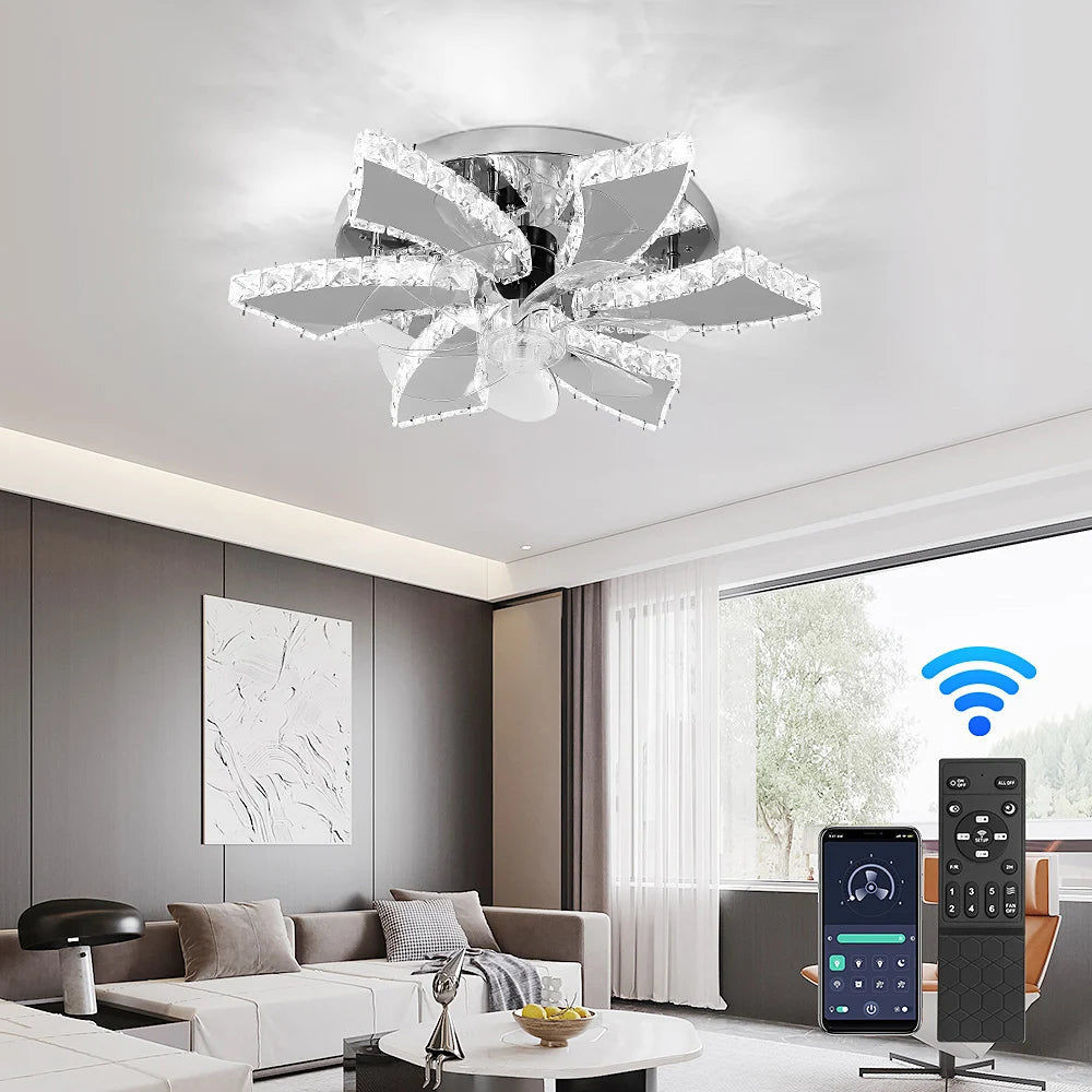 Vetrulus Modern Crystal LED Chandelier With Smart Remote Control
