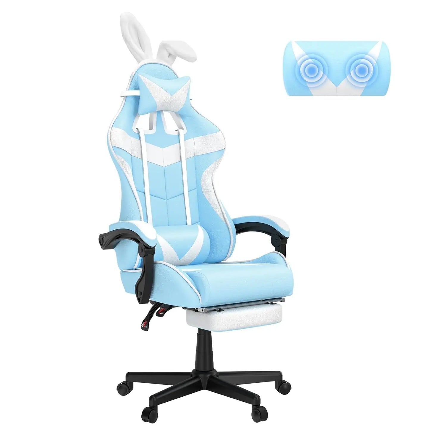 Ergonomic Gaming Chair With Bunny Ears Headrest Lumbar Support