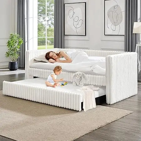 Upholstered Sofa Bed Daybed Frame With Wooden Daybed And Trundle Corduroy