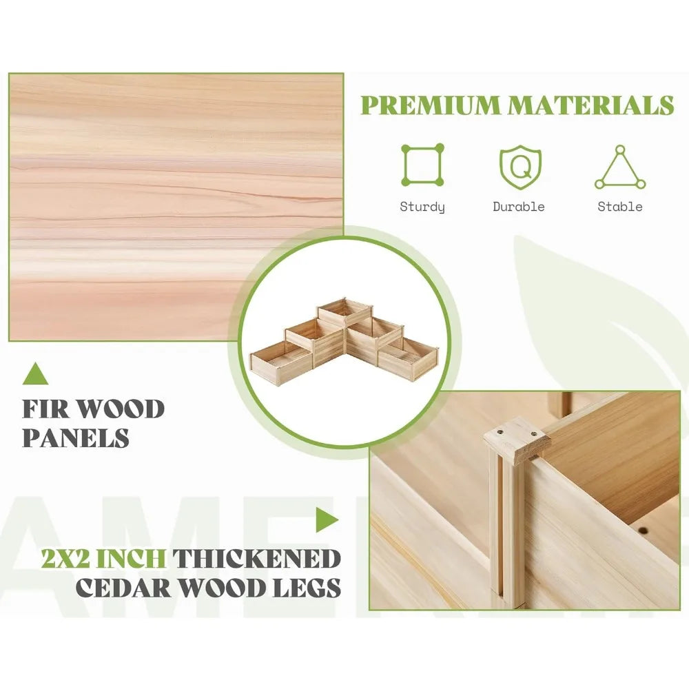 Amerlife 3-Tier Raised Garden Bed Outdoor Planter Box with Cedar Legs