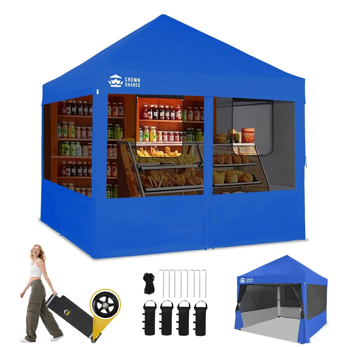 Pop Up Canopy Tent With Mosquito Netting And Centerlock Setup