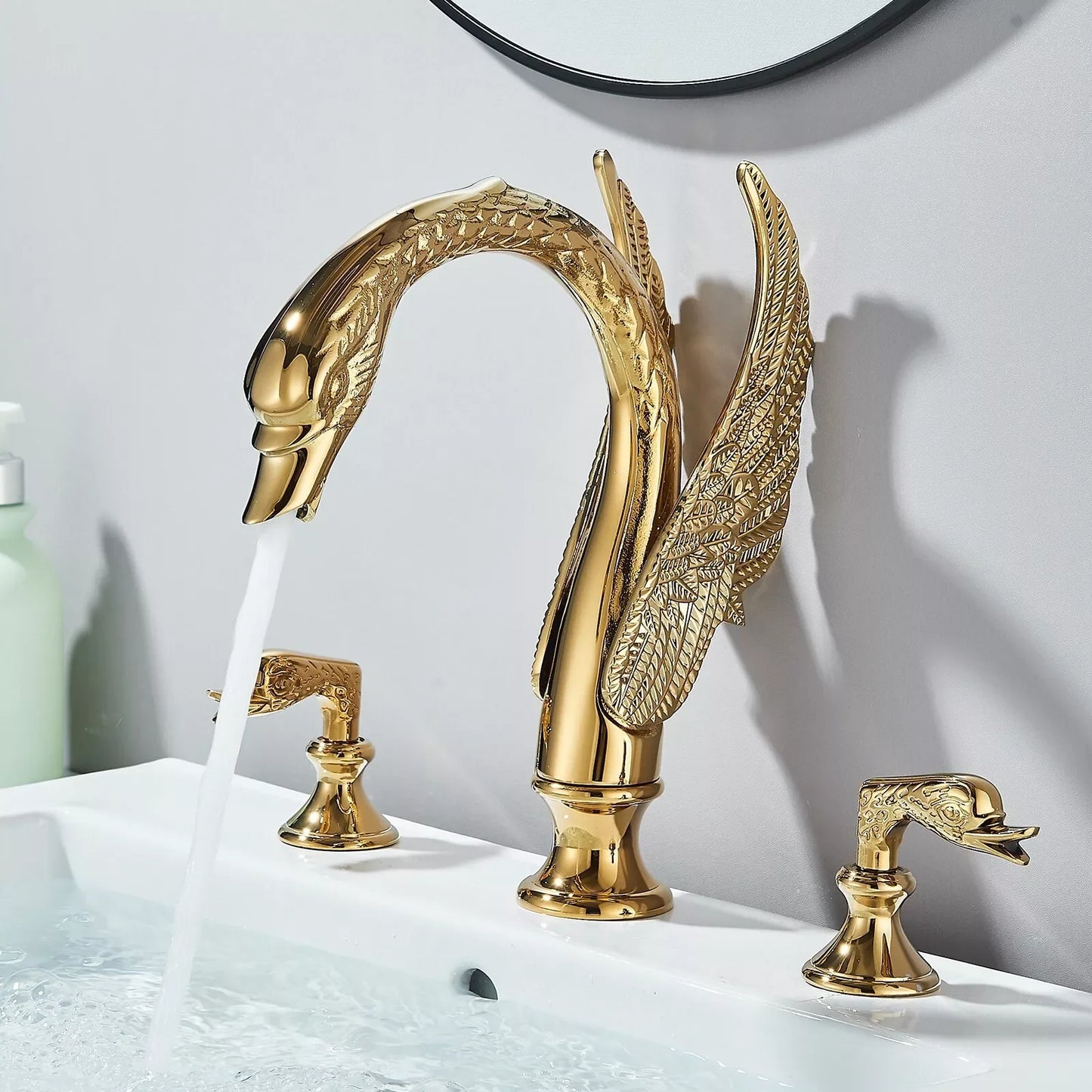 MYQualife Swan Shape Dual Handle Deck Mounted Basin Faucet