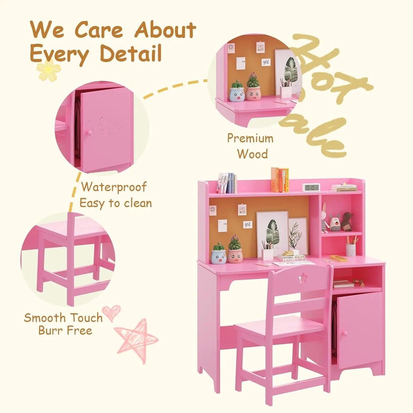 HobbyLane Kids Desk And Chair Set Wooden Writing Table