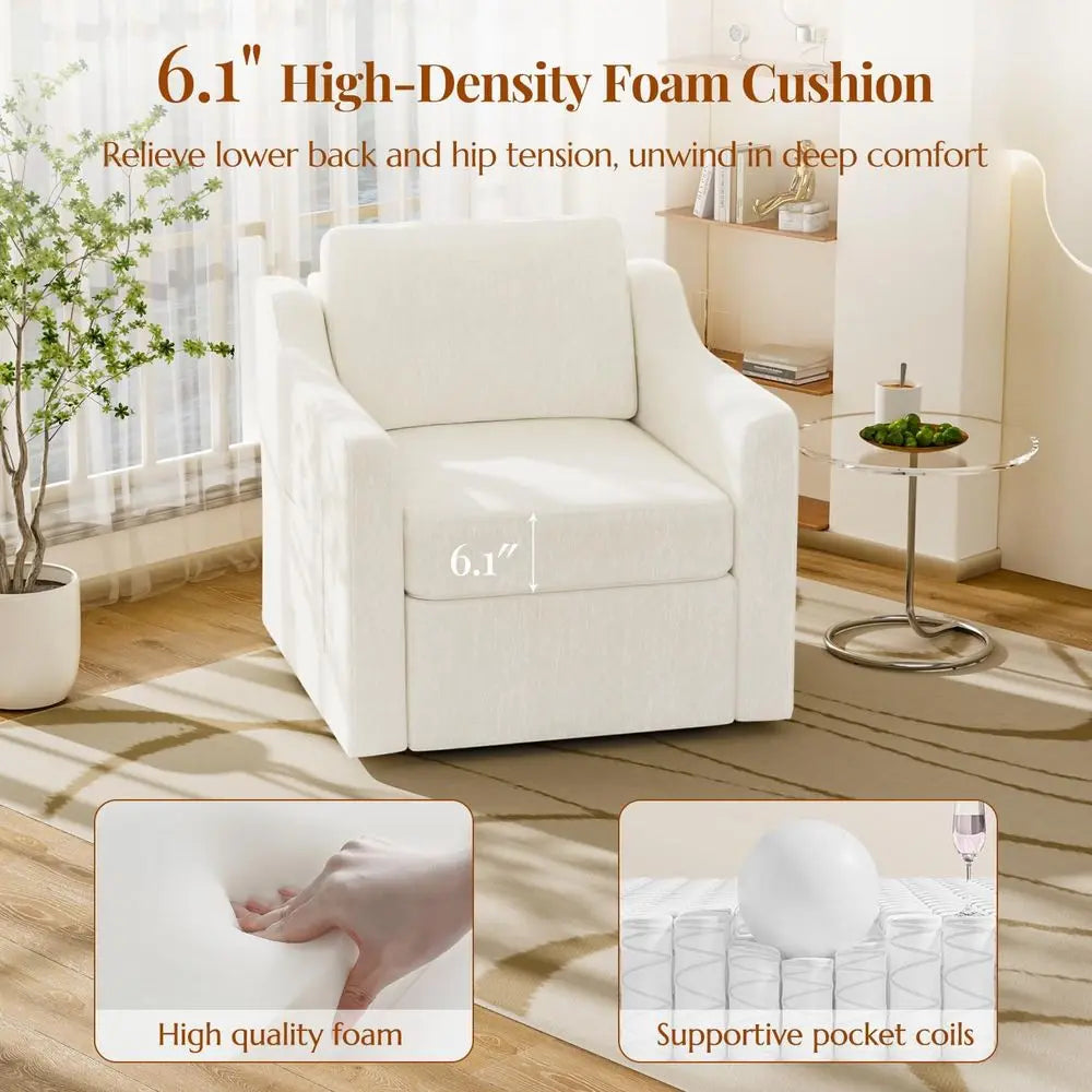 360 Degree Swivel Upholstered Accent Chair Set for Reading Furniture