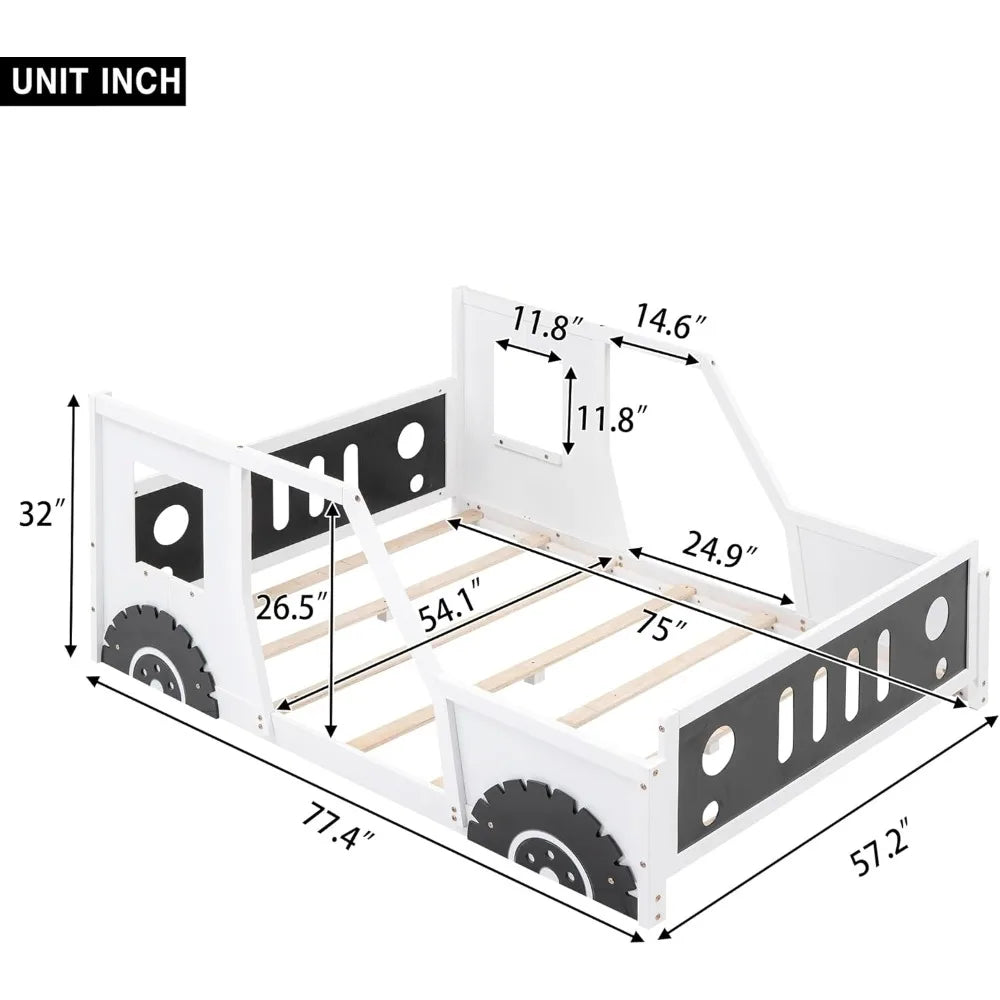 DAFIFY Car Bed Montessori Floor Bed With Fence Door