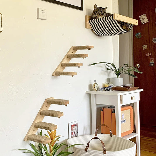 PETRAVELCN Cat Hammock Wall Mounted Three Tier Scratching Posts