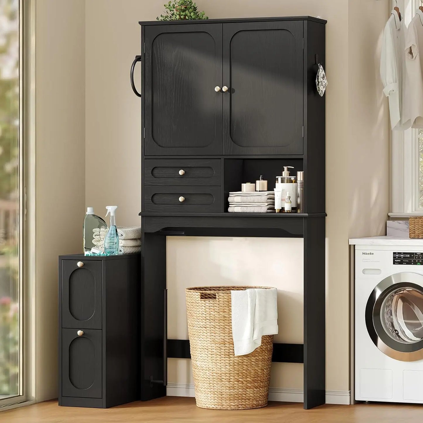 Over The Toilet Storage Cabinet With Towel Holder Organizer