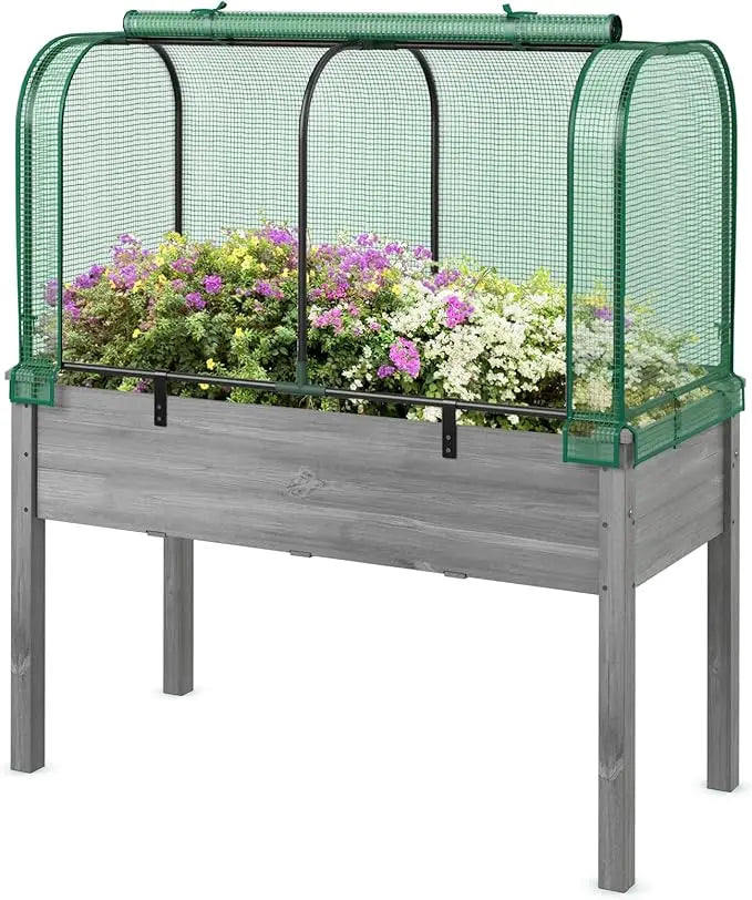 Happygrill Raised Garden Bed with Greenhouse Cover for Herbs and Vegetables
