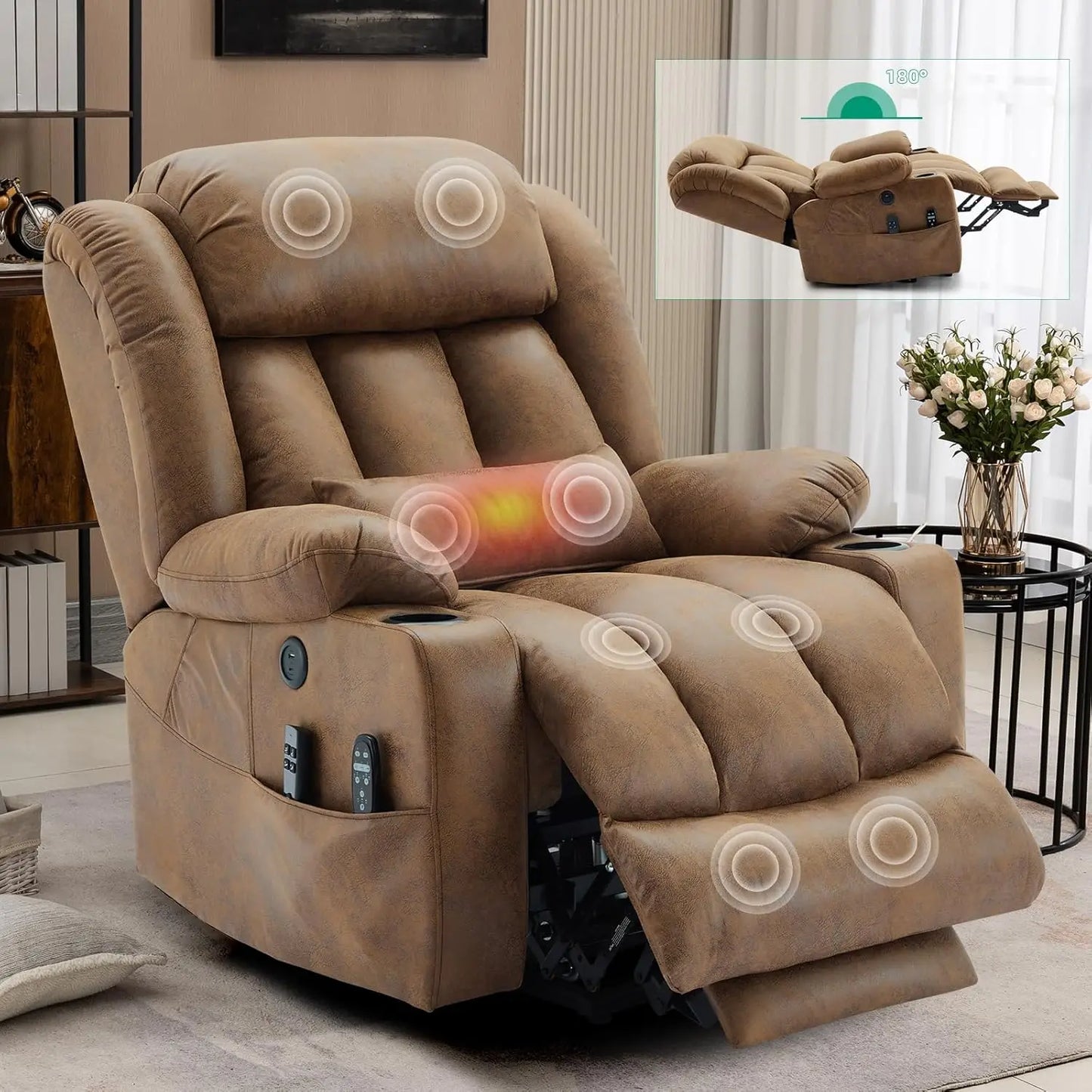 Tall Man Dual Motor Power Lift Recliner Chair With Extended Footrest