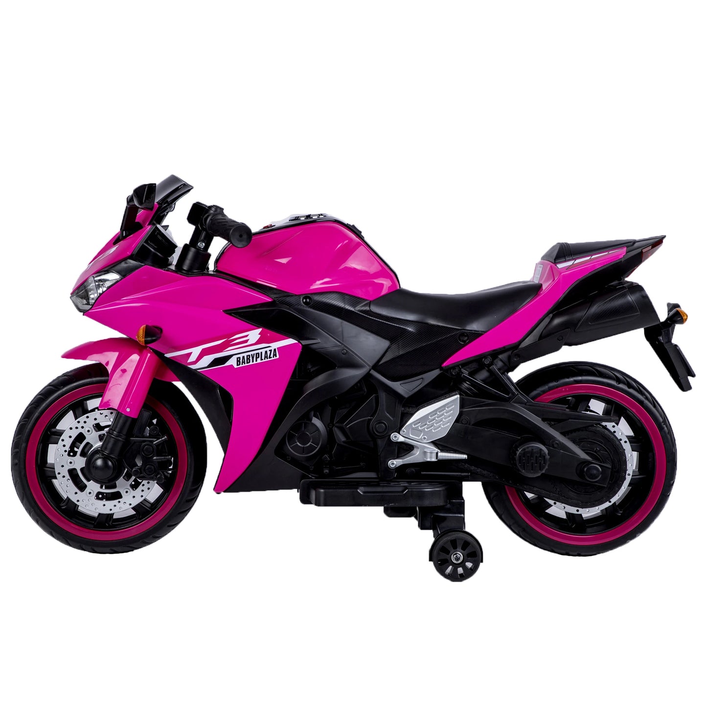 Kids Electric Motorcycle With Training Wheels Manual Throttle