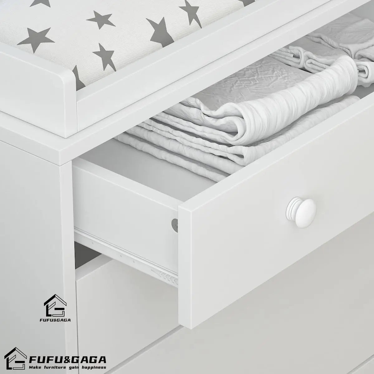 XMSJ Nursery Dresser With 5 Drawers And Shelves