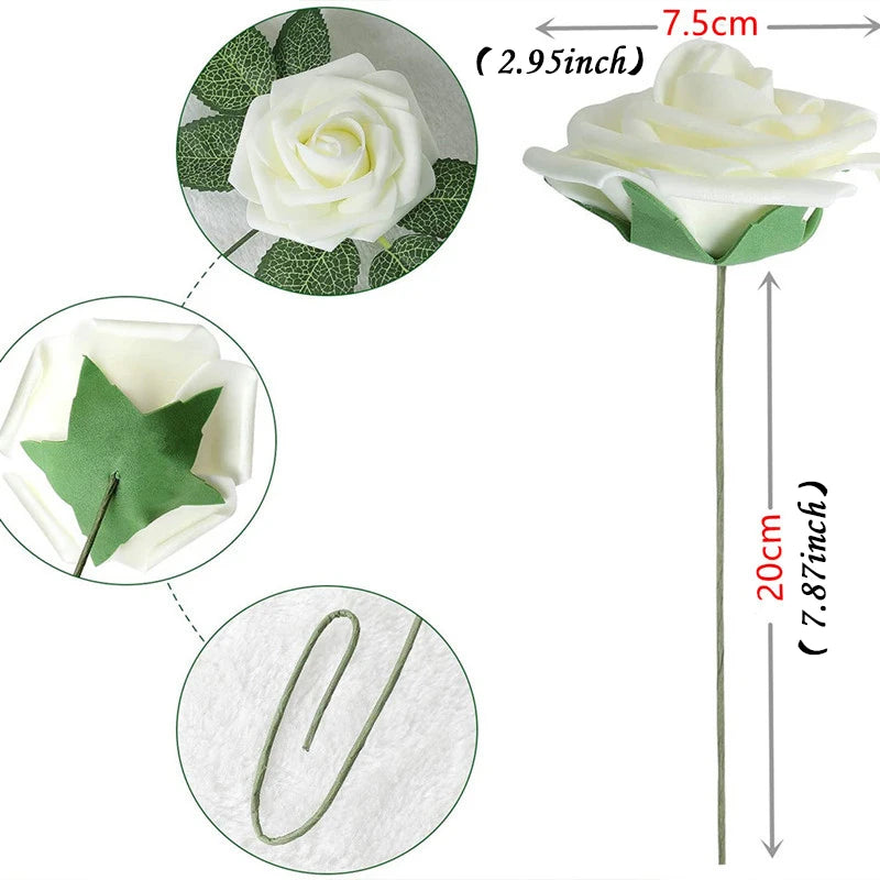 Artificial Foam Rose Flowers for Weddings Bouquets and Centerpieces