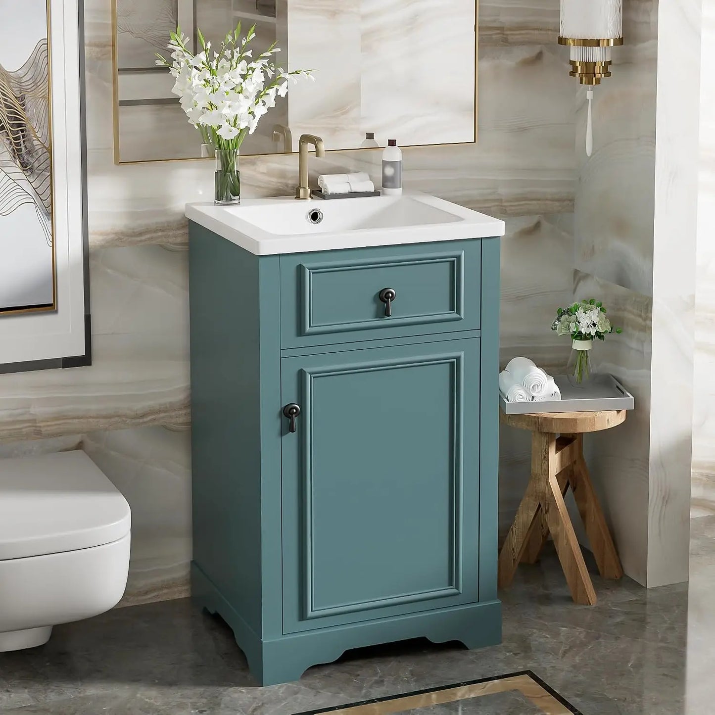 Modern Engineered Wood Bathroom Vanity With Single Sink