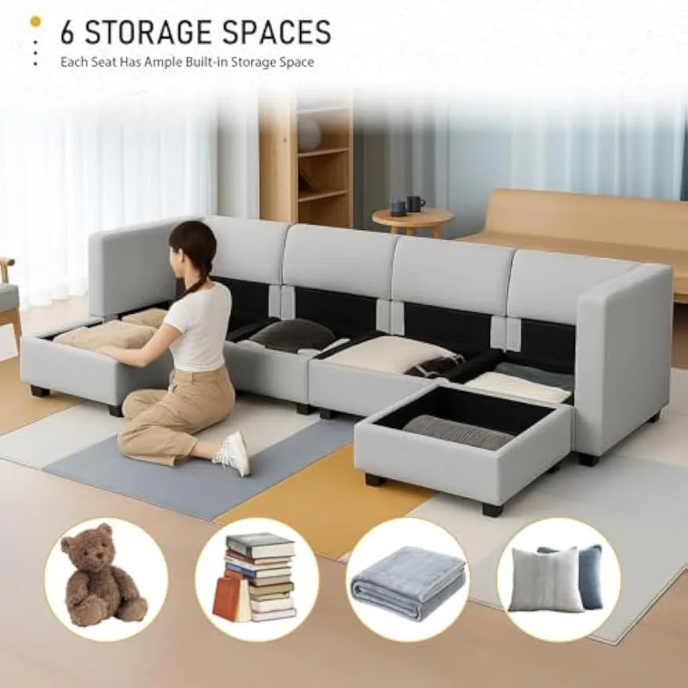 MKDK Modular Sectional Sofa With Storage U Shaped Couch
