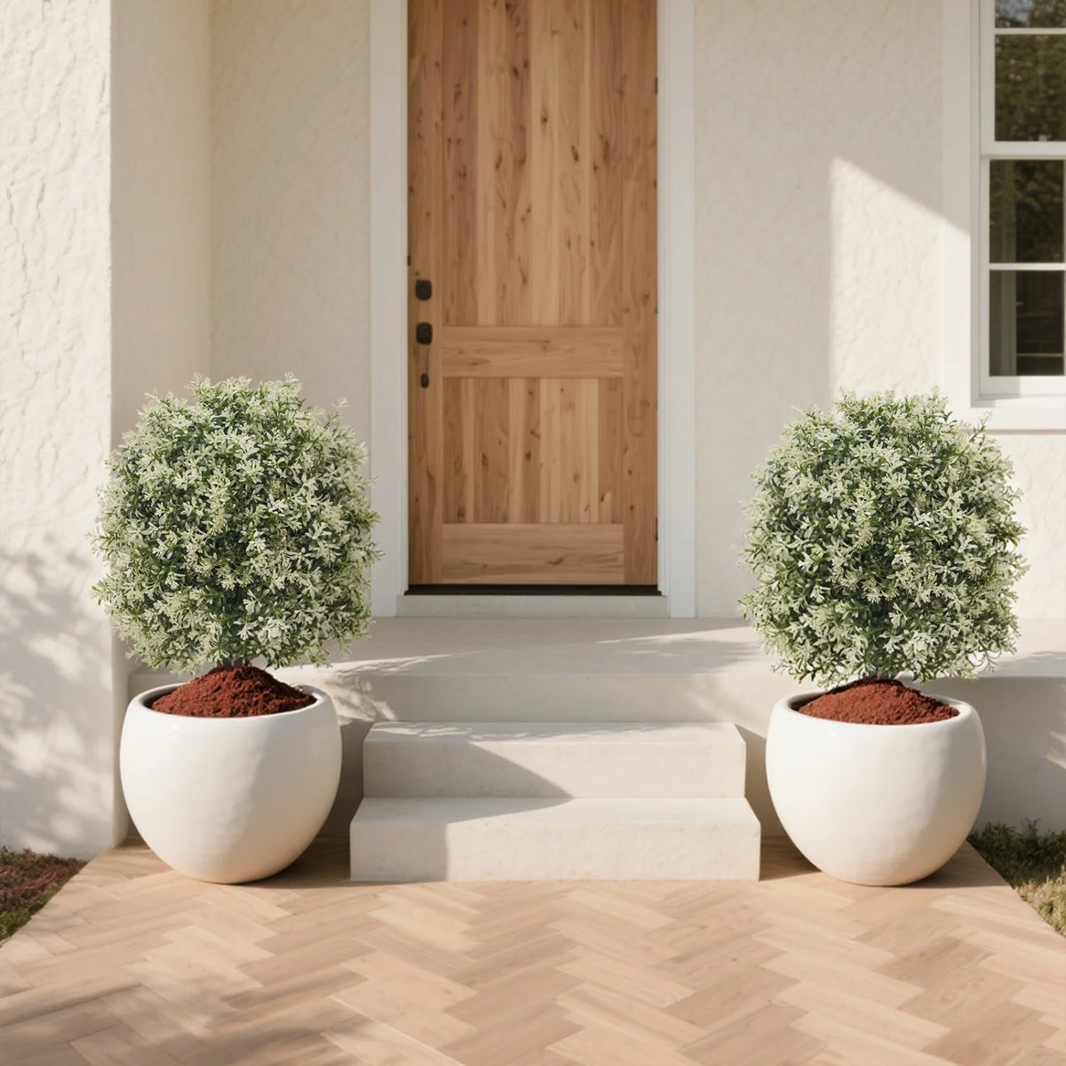 Himis 2 Pack Artificial Boxwood Topiary Ball Bush