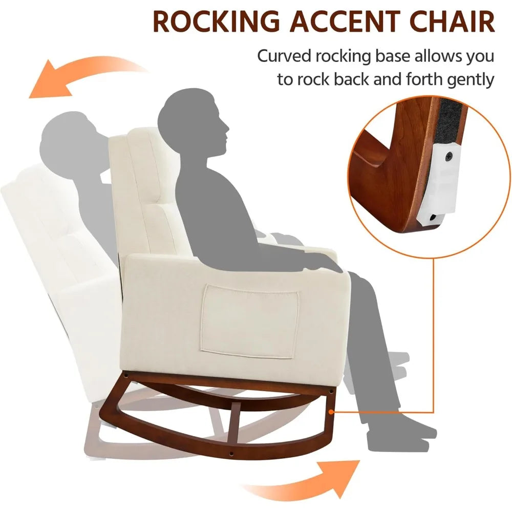 Rocking Chair Modern Glider Recliner Armchair With Wood Legs
